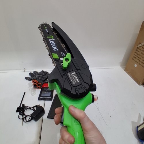 TIETOC 6" CORDLESS MINI HANDHELD CHAINSAW WITH 21V BATTERY - 880W - GREEN image 2