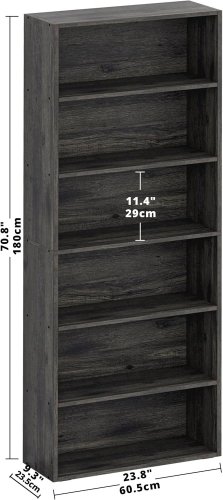 IRONCK 6 TIERS DISPLAY STORAGE BOOKSHELF - 70" - CHARCOAL GREY (MODEL: HK-SG-04) image 2