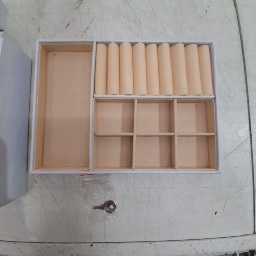 2-TIER JEWELRY STORAGE BOX WITH LOCK - 9" X 7" - WHITE image 3