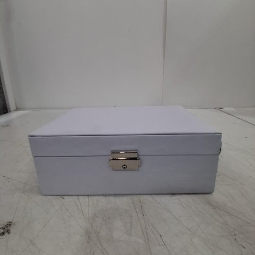 2-TIER JEWELRY STORAGE BOX WITH LOCK - 9" X 7" - WHITE image 4
