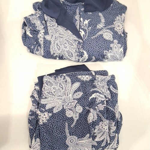 2PC WOMEN'S FLORA NIKROOZ LONG SLEEVE PAJAMA SET - LARGE - BLUE (STYLE: 1969565) image 2