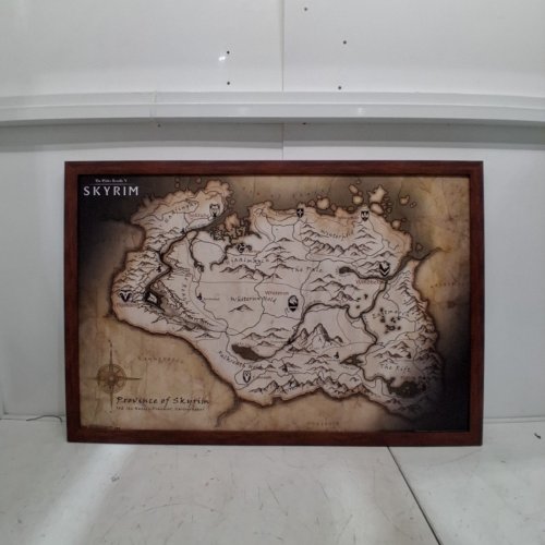 TRENDS INTERNATIONAL WALL MOUNTED THE ELDER SCROLLS V: SKYRIM FRAMED PROVINCE OF SKYRIM MAP - BROWN - 36" X 24" image 2