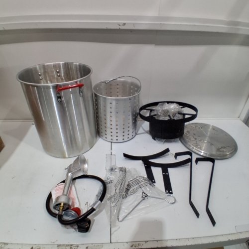 VEVOR 30QT DEEP FRYER COOKER SET, ALUMINUM PROPANE BURNER, INCLUDES BASKET, PERFORATED POULTRY RACK, THERMOMETER - (MODEL: 1630B) image 2