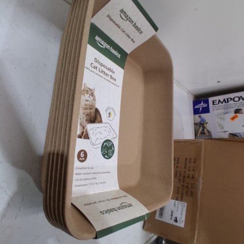 6PK AMAZON BASICS DISPOSABLE CAT LITTER BOX - 17.9"X14.2"X4" - NATURAL image 3