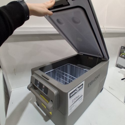 EUHOMY PORTABLE ELECTRIC COOLER WITH CAR PLUG - 35L - 27.5" X 13.6" X 15" - GREY/BLACK (MODEL: ‎CF001-35GR-CAEH) image 3