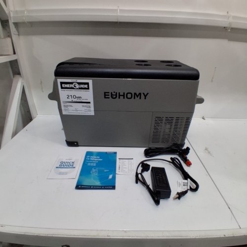 EUHOMY PORTABLE ELECTRIC COOLER WITH CAR PLUG - 35L - 27.5" X 13.6" X 15" - GREY/BLACK (MODEL: ‎CF001-35GR-CAEH) image 4