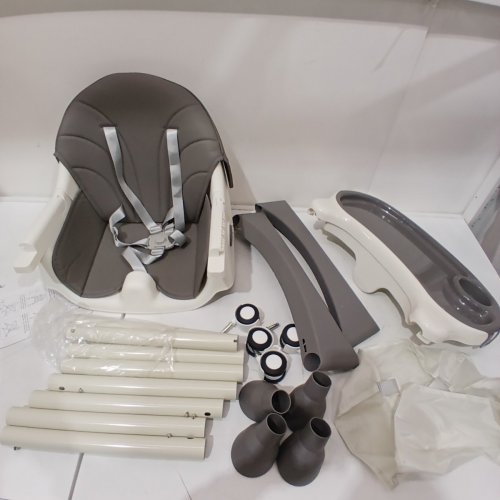 4-IN-1 CONVERTIBLE HEIGHT ADJUSTABLE BABY HIGHCHAIR WITH WHEELS & PU CUSHION - GREY (MODEL: ROU-002) image 4