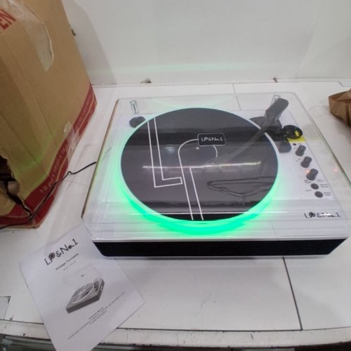 LP&NO.1 BLUETOOTH VINYL RECORD PLAYER 3-SPEED BELT-DRIVE TURNTABLE WITH DUAL EXTERNAL STEREO SPEAKERS - WHITE (MODEL : LPSC-026) image 3