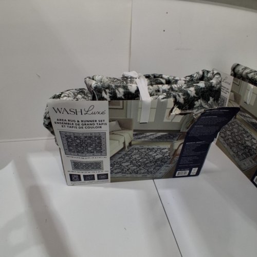 2PC WASHLUXE MACHINE WASHABLE AREA RUG & RUNNER SET - 5FT X 7FT / 5FT X 27" - GREEN / GREY (MODEL: 2046294) image 4