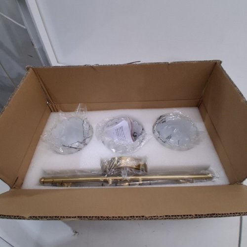 RNIDAIPI 3-LIGHT BRASS VANITY OVER MIRROR WALL LIGHT FIXTURE WITH WHITE TULIP GLASS SHADE - 15.7" X 4.2" - 120V - GOLD/WHITE image 2