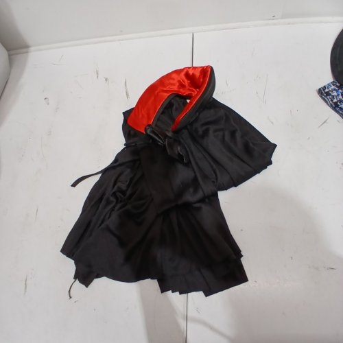 KIDS HOODED COSTUME CAPE - BLACK AND RED image 2