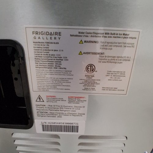 FRIGIDAIRE 3-N-1 ICE & WATER MACHINE BOTTOM LOAD WATER COOLER - BLACK (MODEL: FGWC546-BLACK) image 3