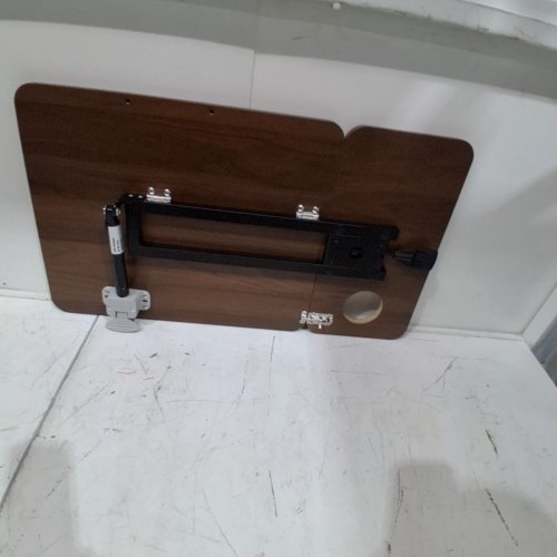 BIZUM ADJUSTABLE BEDSIDE TABLE WITH SWIVEL HIDDEN WHEELS PNEUMATIC ROLLING DESK - 19.3" X 15.8" TABLETOP; 29.7"–43.3" HEIGHT - BROWN AND BLACK image 8