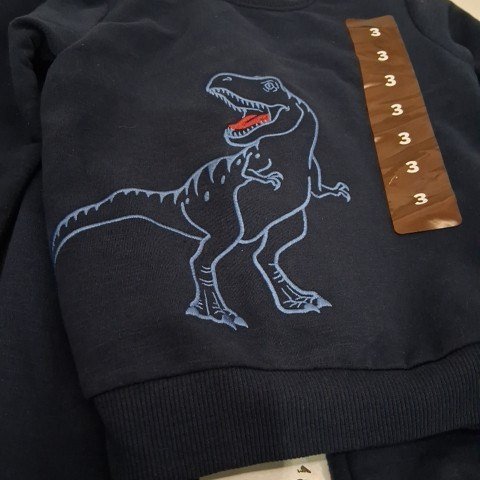 2PC BOY'S PEKKLE FRENCH TERRY JOGGER SET - 3 - NAVY BLUE/T-REX(STYLE: 1168899) image 4