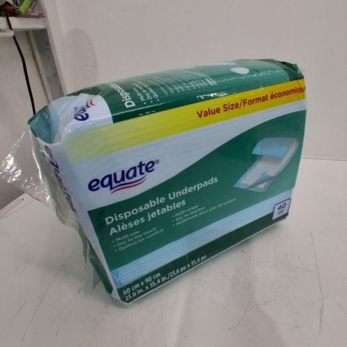 40PK EQUATE DISPOSABLE UNDERPADS - 23.6" X 35.4" image 2