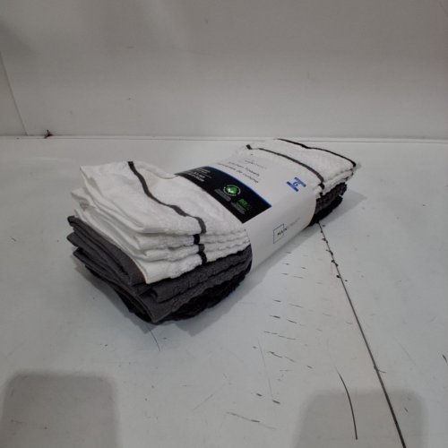6PK MAINSTAYS KITCHEN TOWELS - 16" X 26" - WHITE AND GRAY image 3