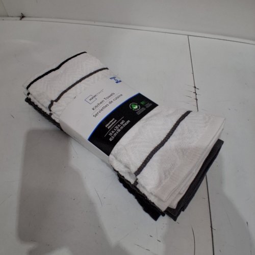 6PK MAINSTAYS KITCHEN TOWELS - 16" X 26" - WHITE AND GRAY image 4