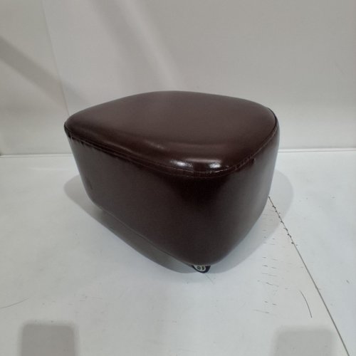 LEATHER ROLLING STOOL WITH BACKREST - 14D X 16W X 10H - BROWN image 2