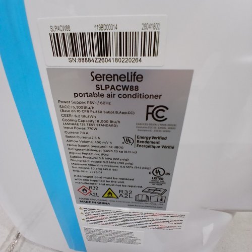 SERENELIFE COMPACT HOME AC COOLING UNIT WITH REMOTE, BUILT-IN DEHUMIDIFIER & FAN MODES 10,000 BTU SACC - 500 SQFT - WHITE (SLPAC14) image 7