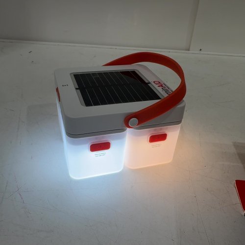 LUMINAID TRIO SOLAR CUBE LED LANTERNS WITH PHONE CHARGER- 5 V/2A INPUT; 5 V/1A OUTPUT - WHITE / RED (MODEL: PLCUB) image 2