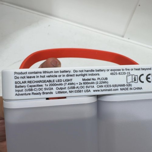 LUMINAID TRIO SOLAR CUBE LED LANTERNS WITH PHONE CHARGER- 5 V/2A INPUT; 5 V/1A OUTPUT - WHITE / RED (MODEL: PLCUB) image 3