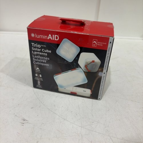 LUMINAID TRIO SOLAR CUBE LED LANTERNS WITH PHONE CHARGER- 5 V/2A INPUT; 5 V/1A OUTPUT - WHITE / RED (MODEL: PLCUB) image 5