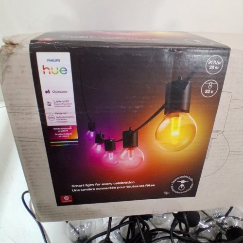PHILIPS HUE OUTDOOR SMART STRING LIGHTS COMPATIBLE WITH HUE APP, ALEXA, GOOGLE AND APPLE HOME - 91FT - BLACK image 3