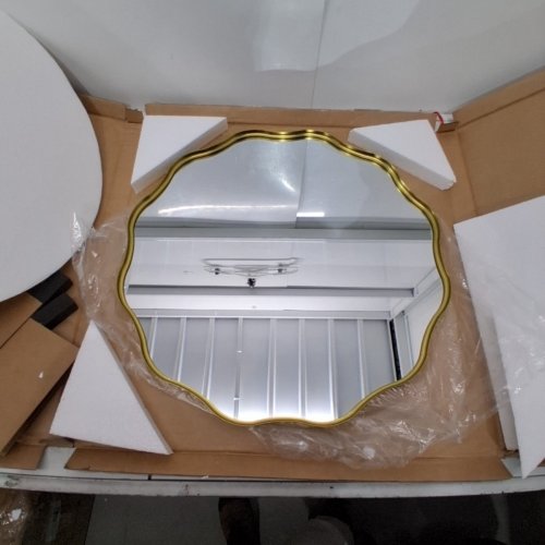 BEAUTYPEAK WAVY ROUND WALL MIRROR WITH DEEP FRAME - GOLD - 24" image 2