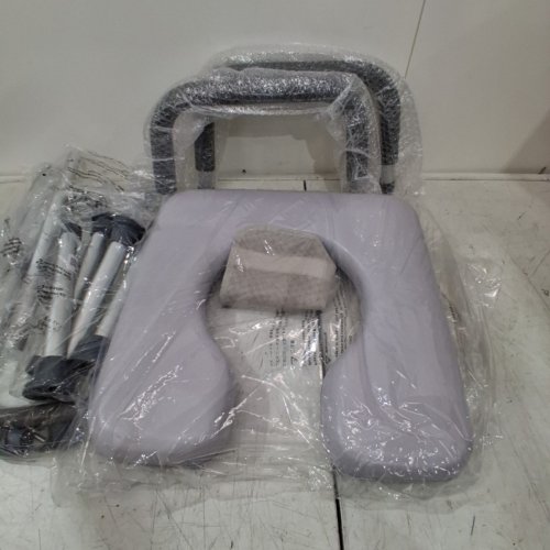 4-LEG RAISED TOILET SEAT WITH ADJUSTABLE HEIGHT AND ARMS - 400LBS MAX - GREY (MODEL:XZY402) image 4