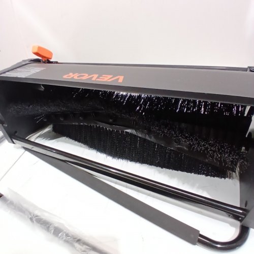 PUSH LAWN SWEEPER WITH HOPPER BAG, ADJUSTABLE BRUSH HEIGHT & SPINNING BRUSHES, HEAVY DUTY YARD SWEEPER WITH RUBBER WHEELS- 26 IN LEAF & GRASS COLLECTOR WITH 7 CU. FT. - ORANGE/BLACK-(MODEL: S19-002A) image 3