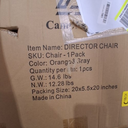YOUGYM CAMPNACHT DIRECTOR CHAIR WITH SIDE TABLE - 20" X 5.5" X 20" - ORANGE image 2