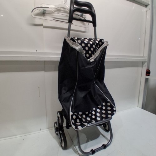 BIOS LIVING 3 WHEELED STAIR CLIMBING SHOPPING TROLLEY CART DOLLY - 66LBS MAX - 14.5" X 11" X 38" - BLACK/WHITE POLKA DOTS (MODEL: LF535) image 2