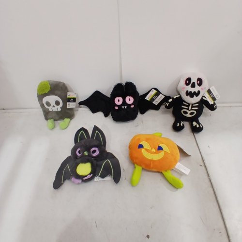 5PC ASSORTED HALLOWEEN GLOW-IN-THE-DARK PLUSH TOYS - 5" - MULTICOLORED image 2