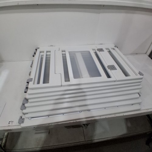 8PC STONE TILE DEPOT INDOOR FENCE PROTECTIVE INTERLOCKING PET PLAYPEN WITH PLEXIGLASS WINDOWS, SUCTION FEET AND DOORWAY - 35"X35"X22.5" - WHITE image 4