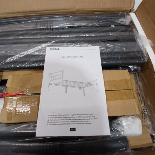 YAHEETECH CLASSIC METAL PLATFORM BED FRAME WITH HEADBOARD - TWIN - BLACK (MODEL: 614157) image 3