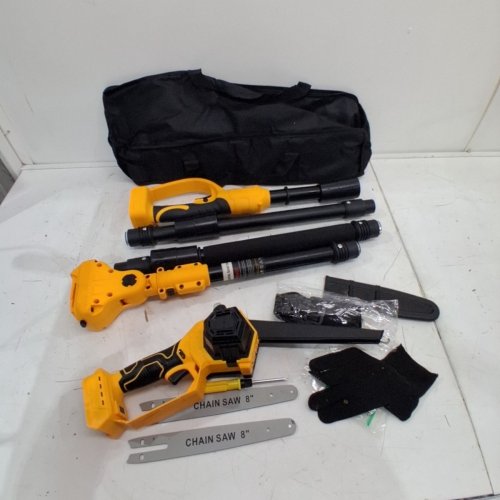 2-IN-1 CORDLESS POLE SAW CHAINSAW - 8" BLADE 12FT MAX LENGTH - YELLOW/BLACK image 2