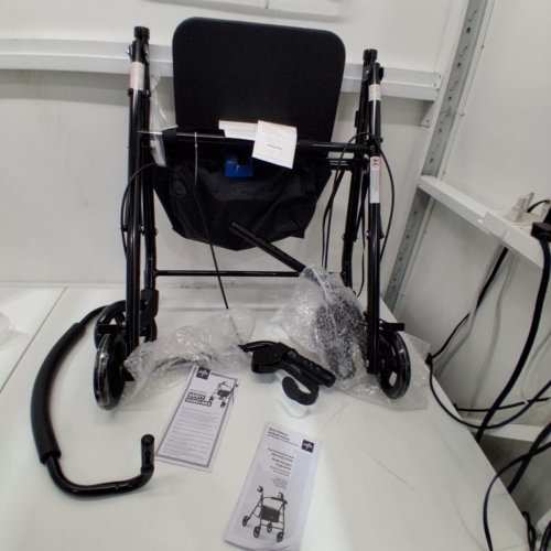 MEDLINE STEEL BASIC ROLLATOR WITH 4 WHEELS - 300LBS CAPACITY - BLACK (MODEL: MDS86830EBLS) image 3