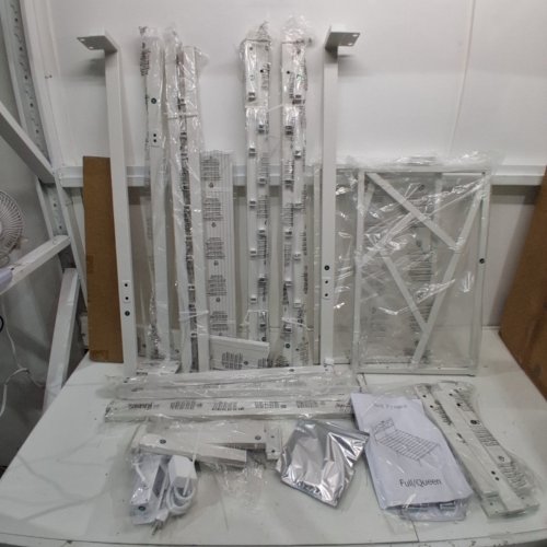 METAL BED FRAME WITH USB CHARGING STATION - FULL - WHITE (MODEL: SA-60009-6) image 2
