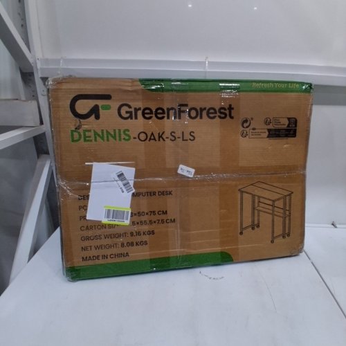 GREENFOREST FOLDING COMPUTER DESK WITH WHEELS FOR SMALL SPACES - 24.8" X 19.6" X 29.5" OAK/WHITE (MODEL: DENNIS-OAK-S-LS) image 5