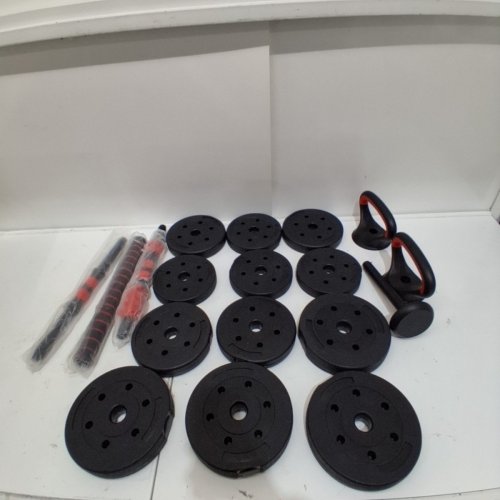 18PC GARVEE ADJUSTABLE 4-IN-1 DUMBBELL SET FOR HOME GYM - 44 LBS - BLACK AND RED image 2