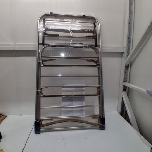 SONGMICS CLOTHES DRYING RACK GULLWING SPACE-SAVING LAUNDRY RACK FOLDABLE FOR EASY STORAGE 61" X 24" X 44.5" - SILVER (MODEL: ULLR52BU) image 2