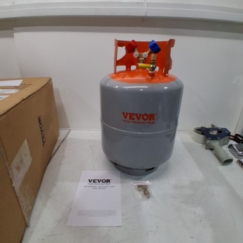 REFRIGERANT RECOVERY TANK WITH DOUBLE VALVE SYSTEM - 50LB CAPACITY - ORANGE/GREY (MODEL: LX-33629B) image 2