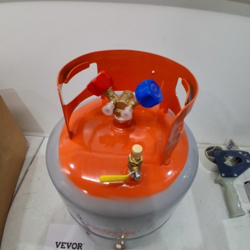 REFRIGERANT RECOVERY TANK WITH DOUBLE VALVE SYSTEM - 50LB CAPACITY - ORANGE/GREY (MODEL: LX-33629B) image 3