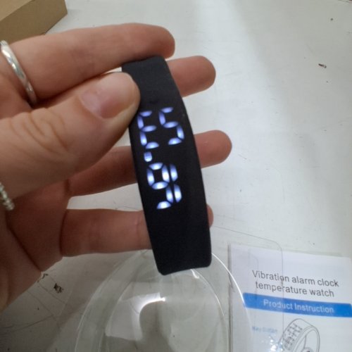 DIGITAL WATCH WITH VIBRATION ALARM AND TEMPERATURE DISPLAY - BLACK image 2