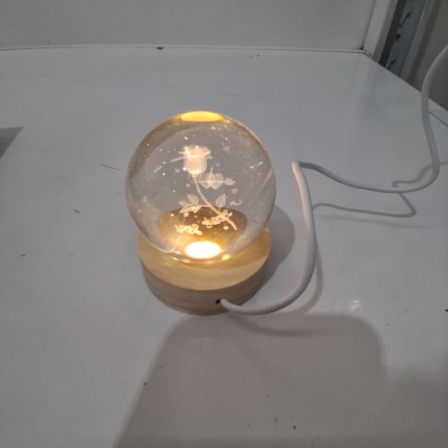 3D CRYSTAL BALL I LOVE YOU ROSE NIGHT LIGHT - 3" - CLEAR image 2