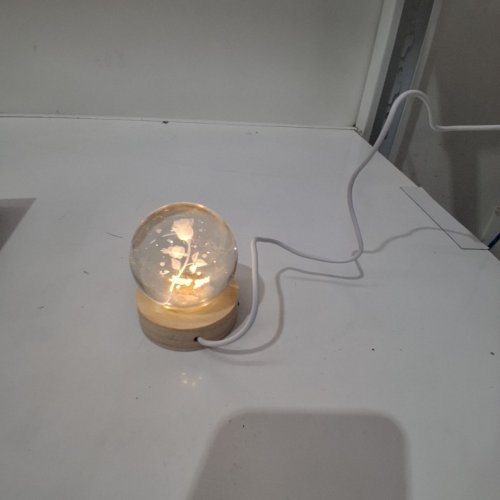 3D CRYSTAL BALL I LOVE YOU ROSE NIGHT LIGHT - 3" - CLEAR image 3