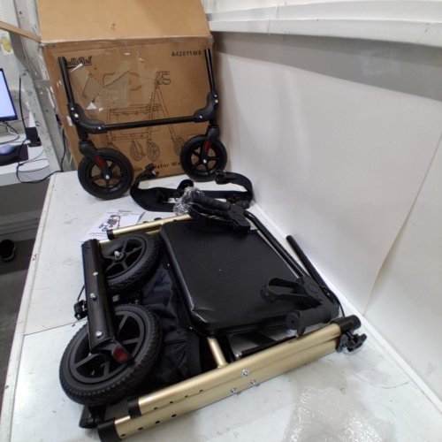 ROLLISROLL LIGHTWEIGHT FOLDABLE ROLLATOR WALKER WITH 8" BIG RUBBER WHEELS FOR ALL TERRAIN - 39.4" TALL - GOLDEN - (MODEL: A42031W8) image 2
