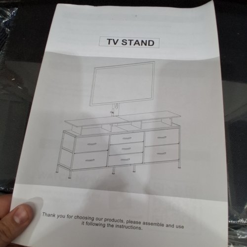 REAHOME 7 DRAWER TV STAND WITH TV MOUNT - FIT FOR 32" TO 70" TV - BLACK CARBON FIBER (MODEL:HD049CF) image 5