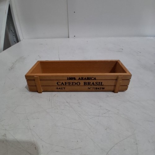 CAFEDO BRASIL VINTAGE COFFEE WOODEN PLANTER BOX - 8.5'' X 3'' image 2