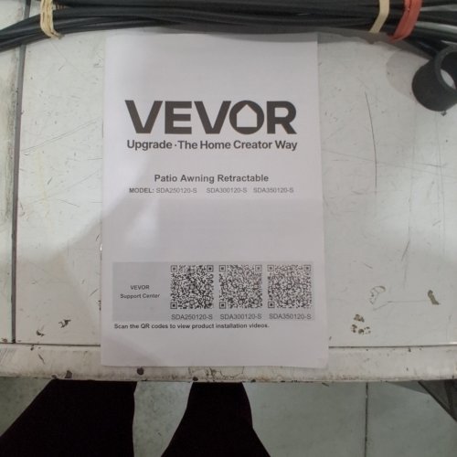 VEVOR MANUAL RETRACTABLE AWNING - 138" X 59" - DARK GREY (MODEL: SDA350120-S) image 2